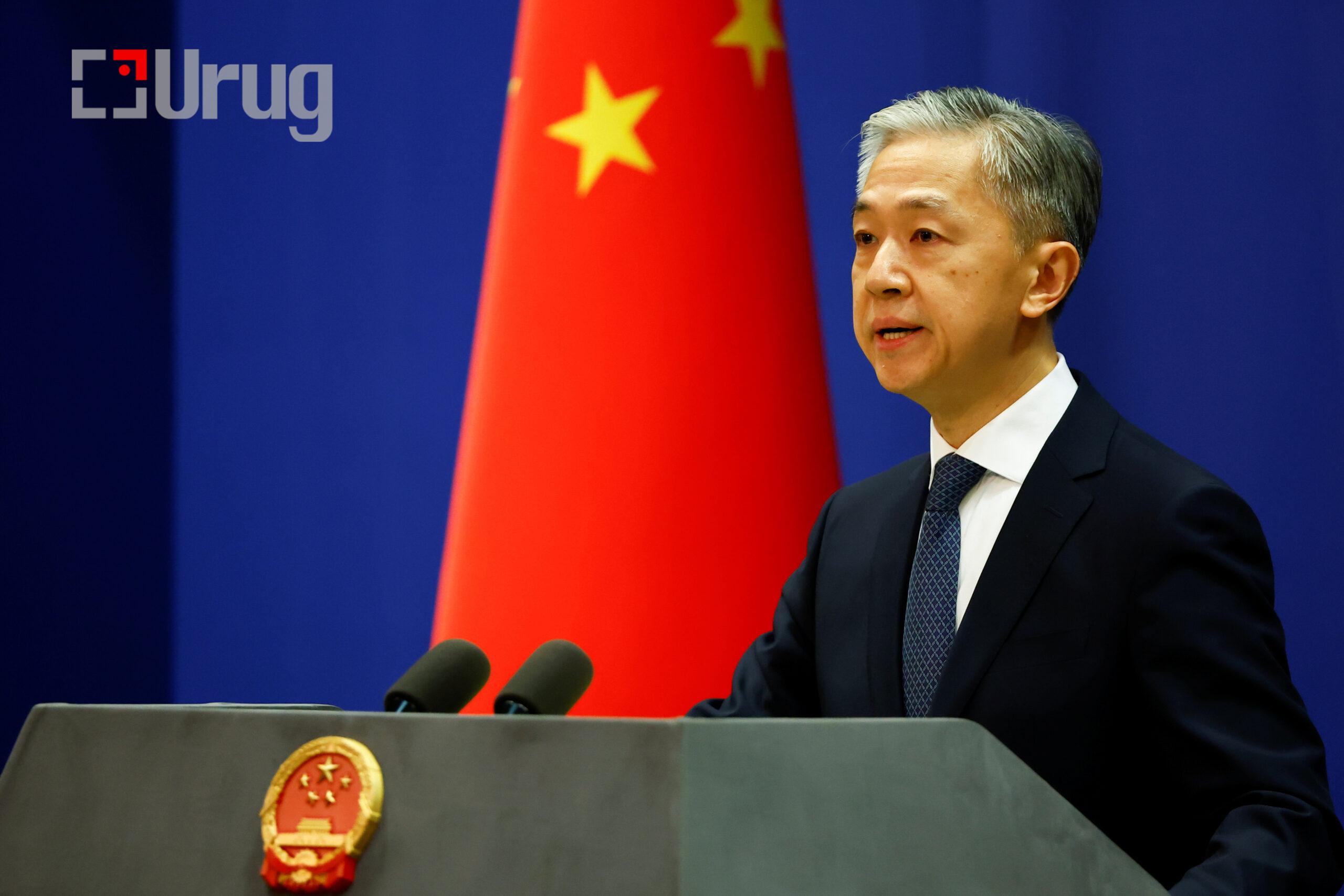 FILE PHOTO: Chinese Foreign Ministry spokesperson Wang Wenbin speaks during a news conference in Beijing