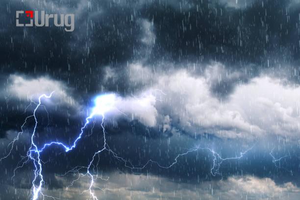 cloudy sky flashes and rain