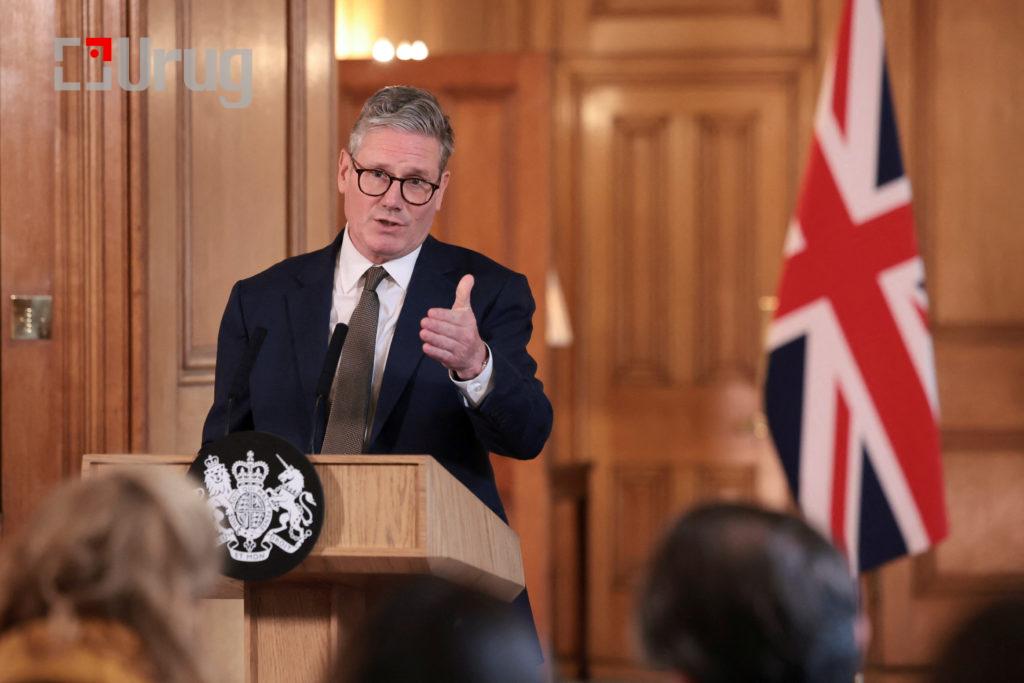 British Prime Minister Keir Starmer delivers a speech, in London