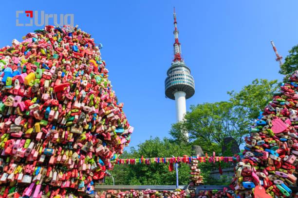 Namsan Tower With Love Padlock At Summer Day